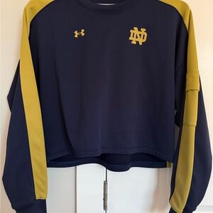 Under Armour Notre Dame Navy & Gold Cropped Crewneck